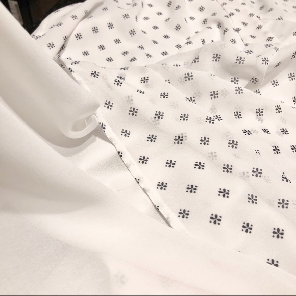 SOLD Ann Taylor 2Layer White Print Pleat Front Top - Picture 5 of 8